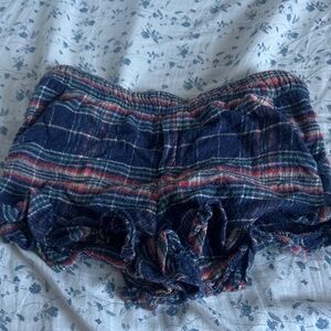 Aerie Plaid Pajama Shorts - Blue and Red